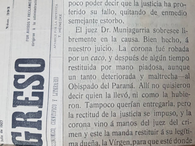 diario el progreso robo de la corona