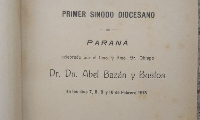 Primer Sínodo Diocesano de Paraná Portada primer sionodo diocesano parana