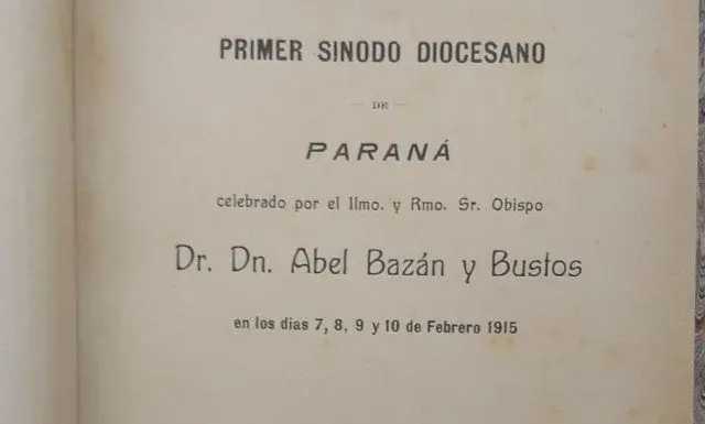 Primer Sínodo Diocesano de Paraná Portada primer sionodo diocesano parana